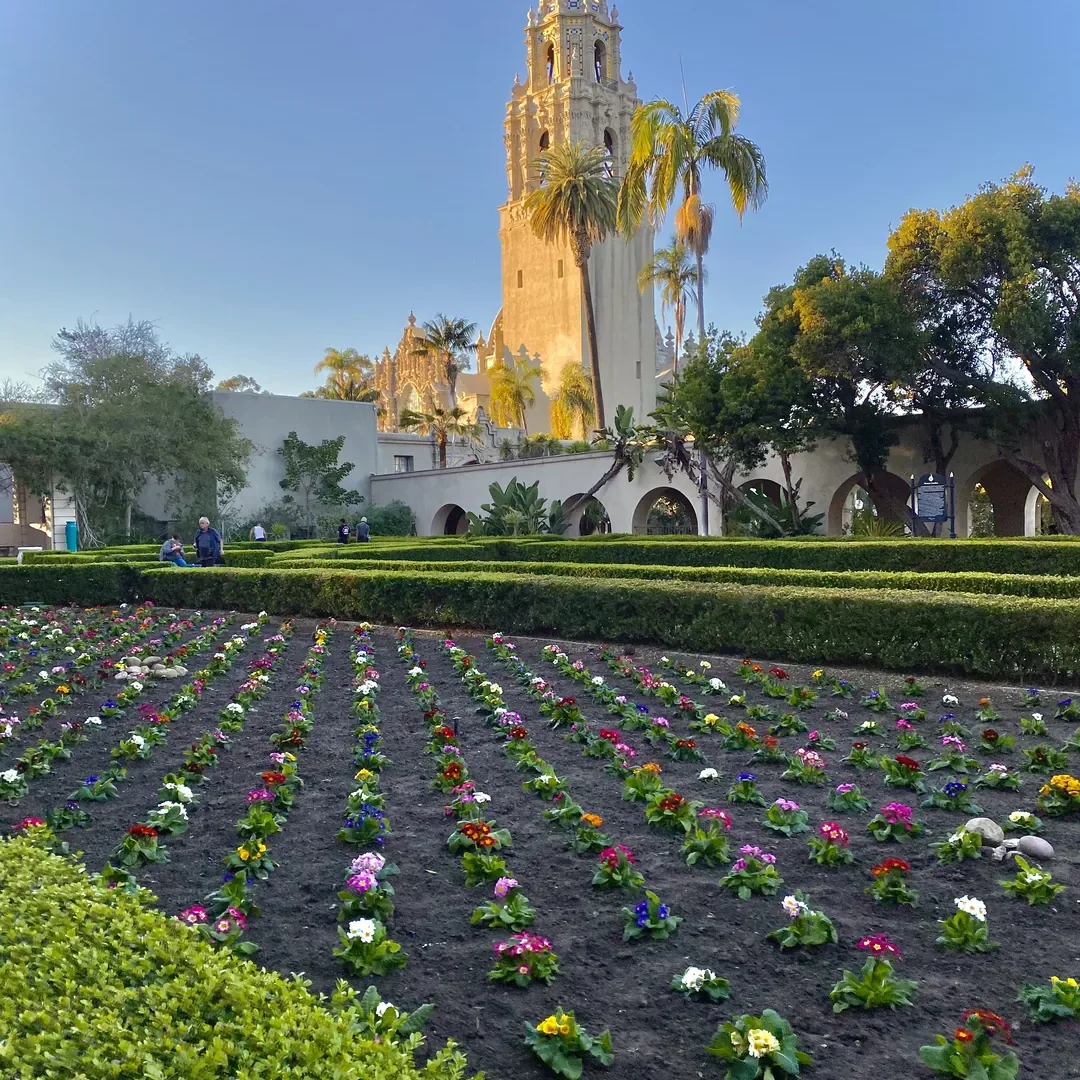 California Tower, arcades, and gardens in Balboa Park