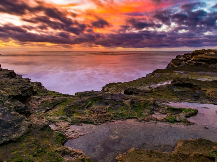 Rock shelves and the Pacific horizon at Cabrillo National Monument